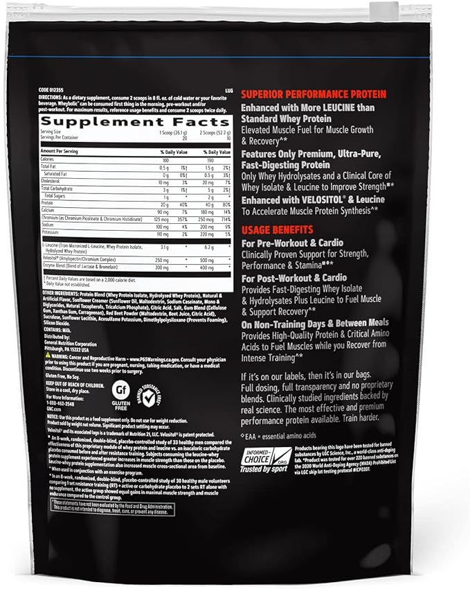 GNC AMP Wheybolic Clinically Proven Protein Powder 40g Whey Protein BCAA Leucine Increases Muscle Strength Muscle Building 3rd Party Tested Gluten Free Strawberries and Cream 10 Servings