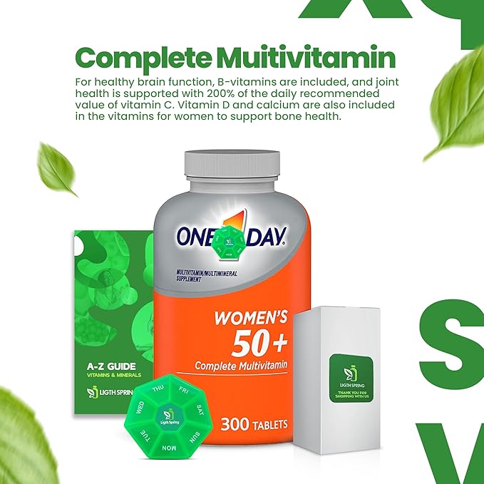 Women's 50+ Multivitamin 300 Tablets with Bundle Exclusive Vitamins &amp Minerals - A to Z - Better Ligth&ampSpring Guide + Weekly Pill Organizer (3 Items)