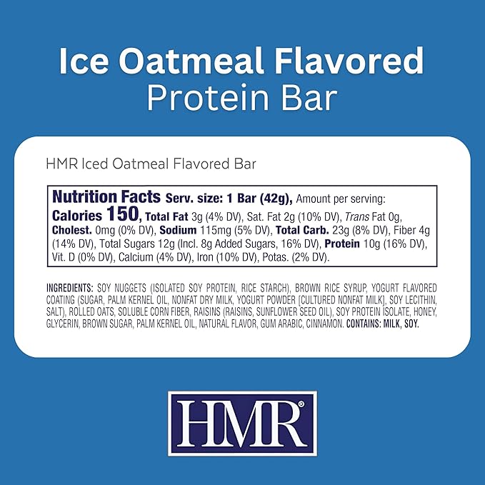HMR Fudge Graham &amp Iced Oatmeal Protein Bars - Nutritious Low-Calorie Snacks with 10g Protein Each Perfect for Weight Maintenance and Healthy Dessert Options 24 Count Packs