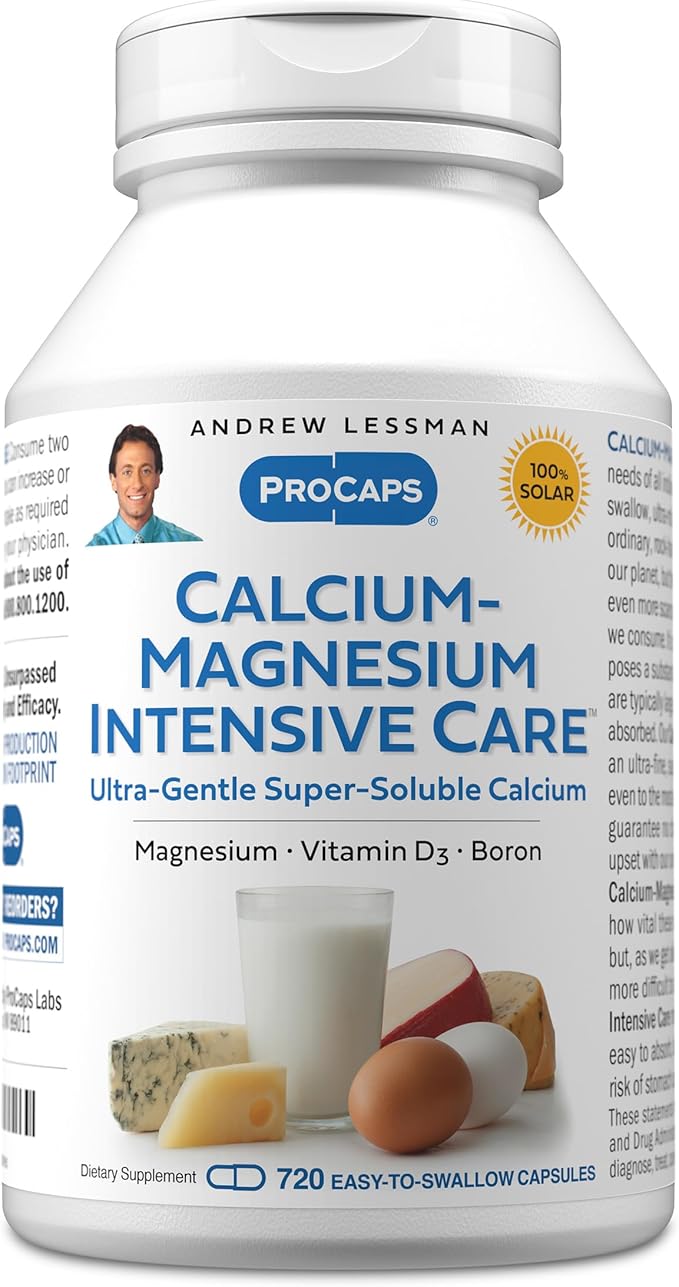 ANDREW LESSMAN Calcium Magnesium Intensive Care 720 Capsules - Bone and Skeleton Health Essentials. Easy to Swallow Capsules Super Soluble Fine Powder. Gentle to Even The Most Sensitive Stomachs