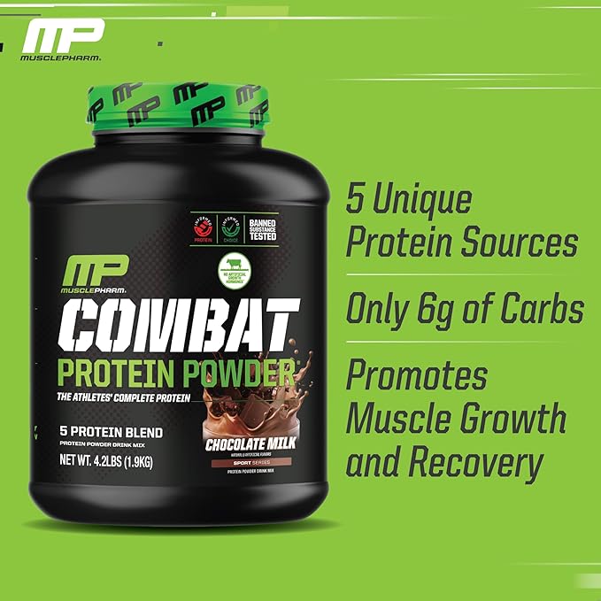 Muscle Pharm Combat Protein 4lb Chocolate Milk and Combat Chocolate Peanut Butter Sport Bars