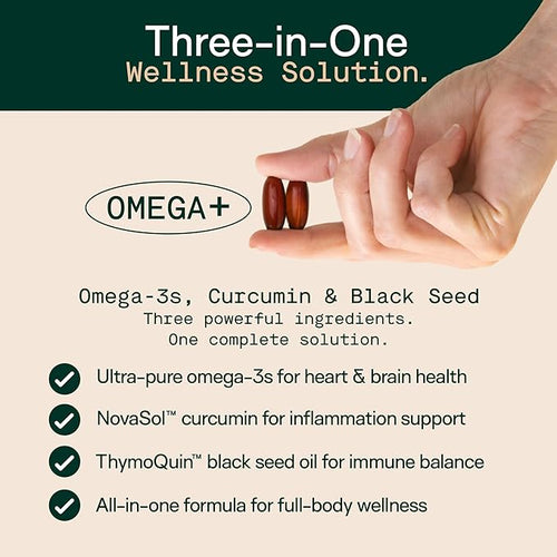 Adapt Naturals Omega 3 Fish Oil Supplement with Bioavailable Curcumin &amp Black Seed 1500mg Fish Oil EPA DHA Omega 3 Fatty Acids to Support Joints Muscles &amp Heart | Unflavored - 30 Days Supply