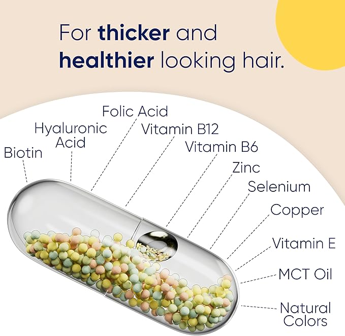 Moerie Ultimate Hair Growth Supplements for Women &amp Men - Hair Skin Nails Vitamins with Biotin &amp Minerals - for Thicker Fuller Hair &amp Hair Loss Treatment - 120 Capsules