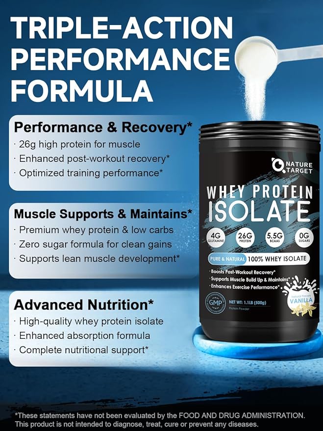 NATURE TARGET Pure Whey Protein Powder Vanilla 1.04LB(471g)