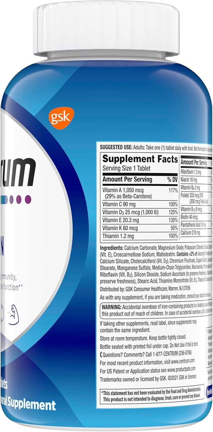 Centrum Multivitamin for Men Multivitamin/Multimineral Supplement with Vitamin D3 B Vitamins and Antioxidants Gluten Free Non-GMO Ingredients - 250 Count
