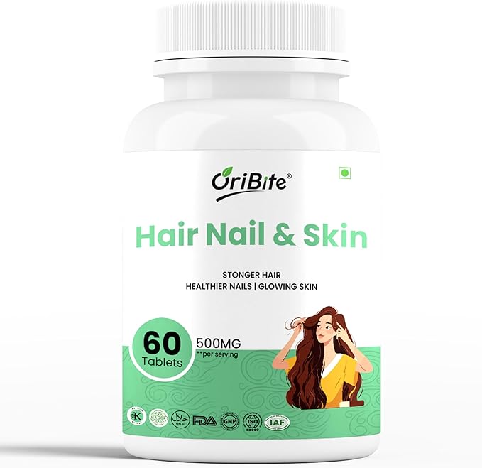 Hair Nail &amp Skin Supplement | Biotin Grape Seed Extract &amp Amla | Stronger Hair Healthier Nails &amp Glowing Skin | 500mg 60 Veg Capsules | Non-GMO Gluten Free