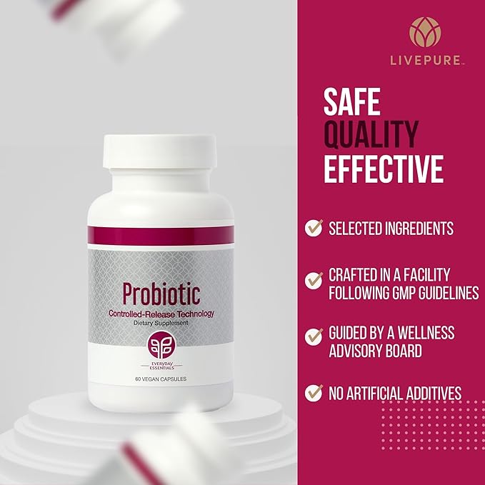 PURE Probiotic Controlled-Release Technology | 60 Vegan Capsules | Dietary Supplement for Immune &amp Digestive Support | Ideal for Men Women &amp Kids | Promotes Nutrient Absorption