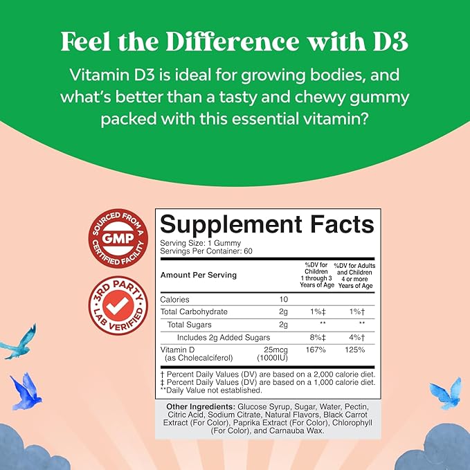 Bundle of Kids DHA Omega 3 Gummies with Vegetarian 6 9 for Vision Brain &amp Immunity and Chewable Vitamin D Gummies for Kids - 1000 IU Per Serving Vitamins - Immune Support Muscle Teeth &amp Bone H