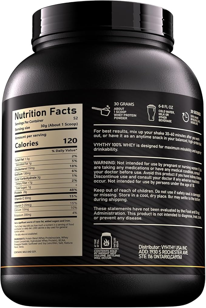 Pineapple Flavored Whey Protein Powder24g Protein per Serving Fast-Absorbing Concentrated whey Protein Low Sugar Gluten-Free Natural Flavor 3.5lbs(56oz)