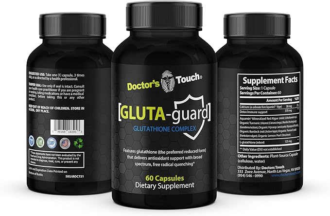 Doctor's Touch Liposomal Glutathione Supplement - Easy-to-Swallow Glutathione Capsules for Energy Brain Support and Skin Health - Pure Maximum Absorption Glutathione Liposomal Supplement