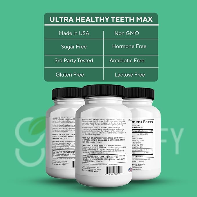 Ultra Healthy Teeth Max Probiotic Supplement 40 Billion CFU 60 Capsules Advanced Oral Health Formula (2)