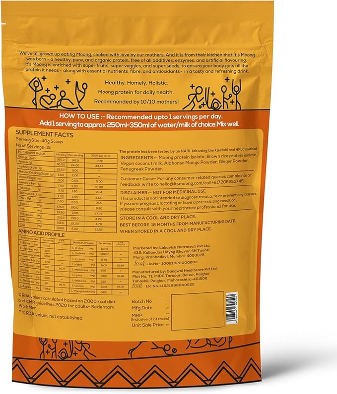It's Moong Mung Bean &amp Brown Rice Isolate Protein | 24gms per Serve 4.7gms BCAA| Real Alphonso Mango | 500gms | Sprouted Plant Protein | Easy on the Gut Easy Digestibility