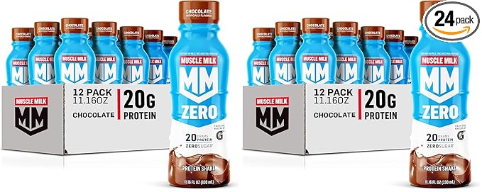 Muscle Milk Zero Protein ShakeChocolate20g ProteinZero Sugar100 CaloriesCalciumVitamins AC &amp D4g FiberEnergizing SnackWorkout RecoveryPackaging May Vary11.16 Fl Oz(Pack of 24)