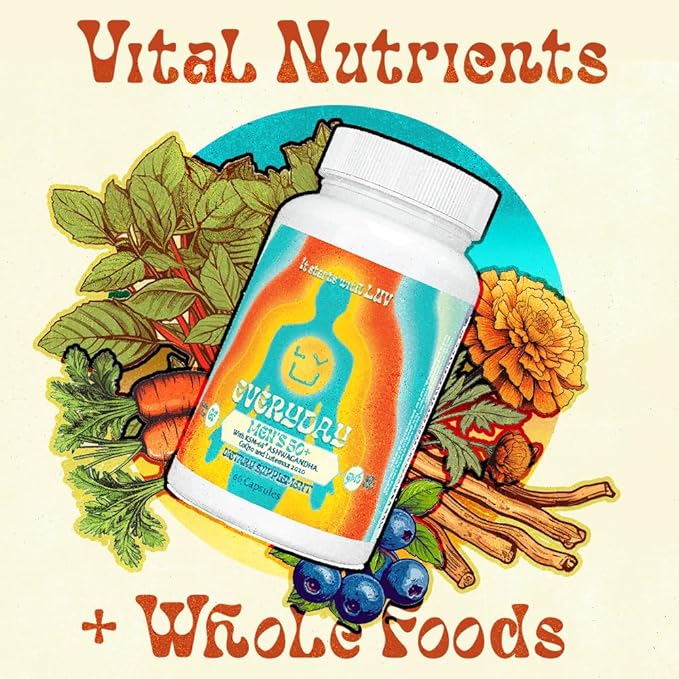 LUV Everyday™ Men’s 50+ Multivitamin - Adult Formula Daily Nutritional Support with Iron Calcium KSM-66 Ashwaganda CoQ10 Lycopene and Lutemax 2020- Vegetarian Gluten-Free &amp Non-GMO - 60 Capsu