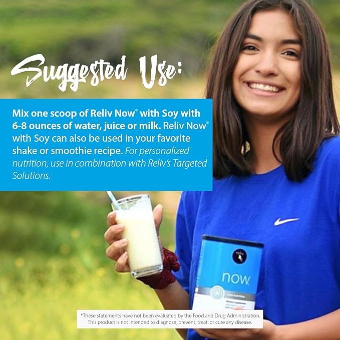 RELIV Now with Soy Creamy Vanilla - Plant-Based Protein Shake with 7g Protein and Minerals Dairy-Free Gluten-Free 30 Servings 19.85 oz