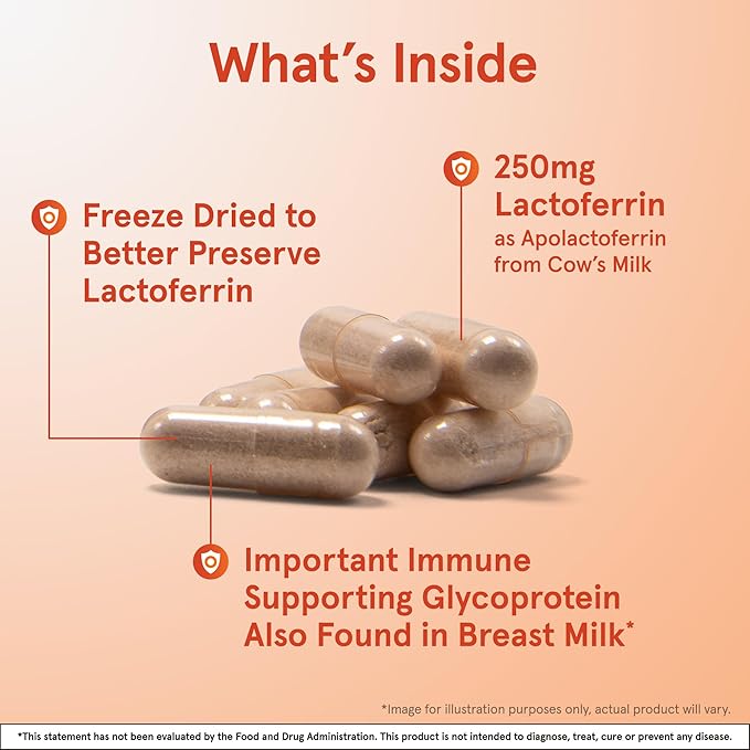 Jarrow Formulas Saccharomyces Boulardii Probiotics + MOS 5 Billion CFU Probiotic Yeast Formulas Lactoferrin 250 mg - Immune-Supporting Glycoprotein