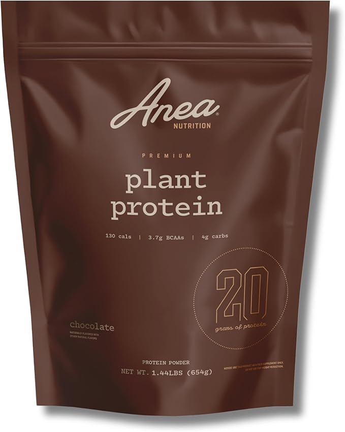 Anea Plant Protein - Chocolate | 20g Vegan Protein | Complete Amino Acids | Dairy-Free Gluten-Free Cholesterol-Free | Rich Chocolate Flavor | Made in GMP Facility