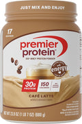 Premier Protein Powder Café Latte 30g Protein 95mg Caffeine for Energy No Added Sugar 100% Whey Protein Keto Friendly Soy &amp Gluten Free 23.9 oz (17 Servings)