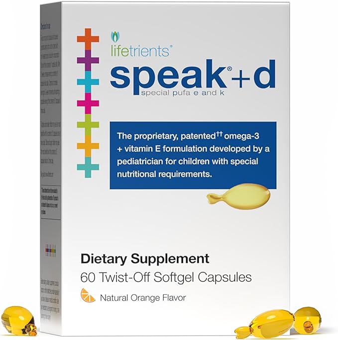 Lifetrients Speak+d Twist-Off Softgels – Natural Orange – 60 Softgels – Pediatrician Formulated to Support Children with Special Nutritional Requirements – Enhanced with Omega-3 Vitamin E’s &amp D3
