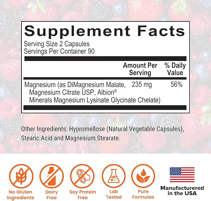 Essential Magnesium by Dr. Rajsree MD | Supports Restful Sleep Muscle Relaxation &amp Bowel Regularity | 3 Highly Absorbable Forms of Magnesium | 180 Capsules