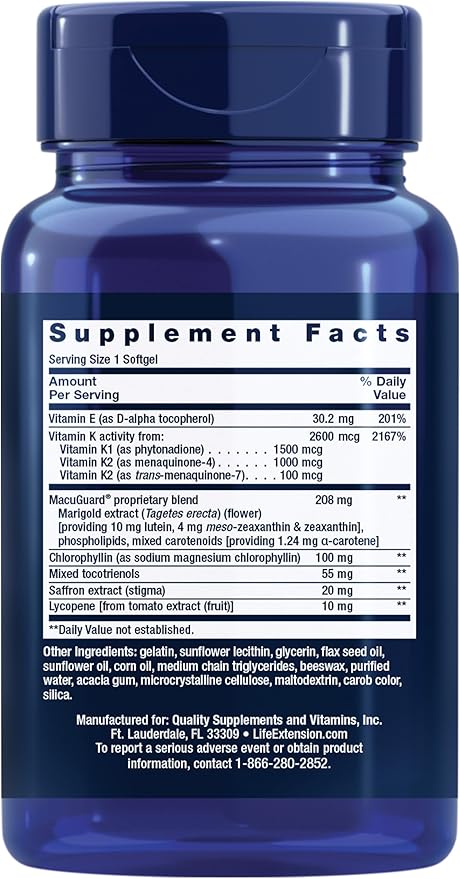 Life Extension Once-Daily Health Booster - Vitamins &amp Nutrients Supplement for Whole-Body Health - Vitamin K Complex Vitamin E Saffron Lutein and More - Non-GMO Gluten-Free - 60 Softgels