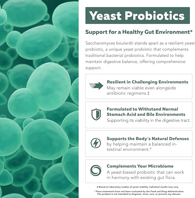 Organic Saccharomyces Boulardii - 10 Billion CFU - Clinically Validated CNCM I-1079 Probiotic Strain - Gut Digestion &amp Healthy Bowel Support - First Organic Form of S. Boulardii Probiotic - 60 Co