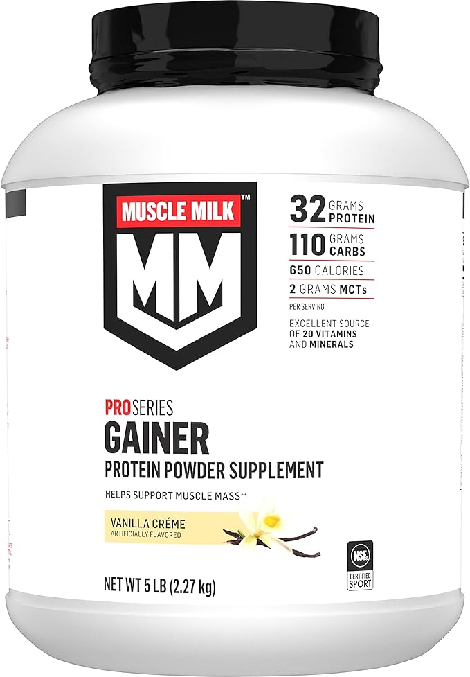 Muscle Milk Pro Series Protein Powder Supplement Intense Vanilla 5 Pound 28 Servings &amp Gainer Protein Powder Vanilla Creme 32g Protein 5 Pound