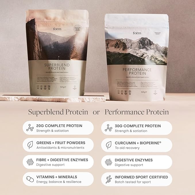 Form Superblend Protein - Vegan Protein Powder with Superfoods Vitamins and Minerals - 20g of Plant Based Protein per Serving (Chocolate Peanut)
