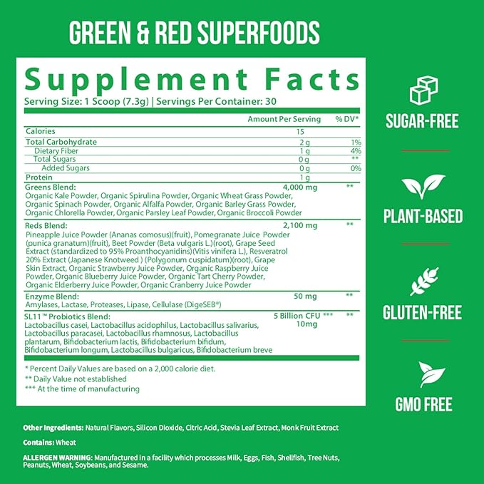 GOBIOTIX Bundle Prebiotic Fiber Supplement + Super Greens Powder N' Super Reds Powder