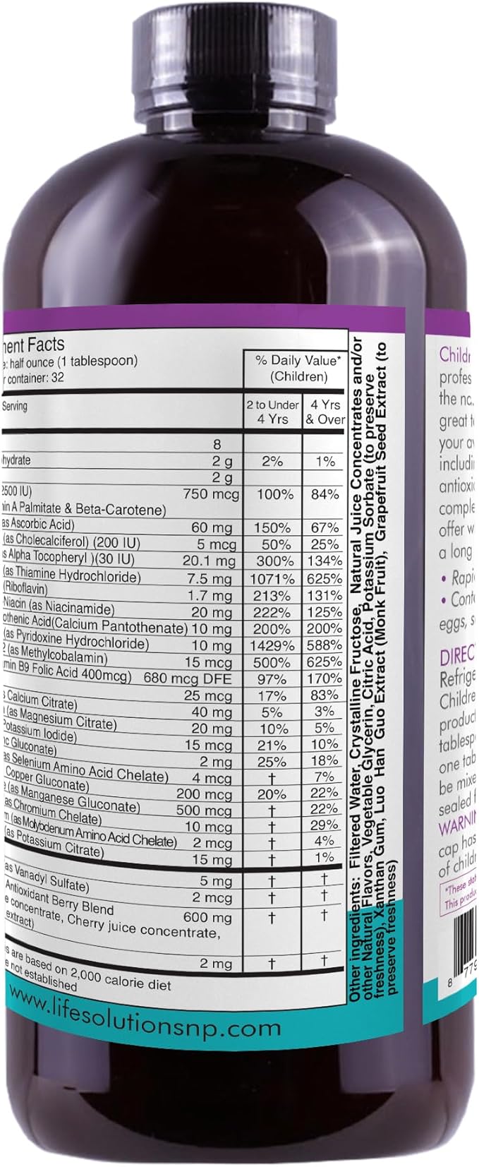 Life Solutions Children's Vitamins Multivitamin - Liquid Vitamin &amp Minerals - Complete Children Vitamins - Essential Liquid Minerals for Kids 16 Floz
