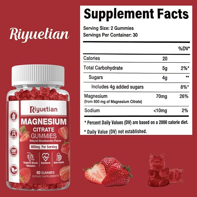 2 Pack Extra Strength Magnesium Citrate Gummies 800MG - Vegan Gummies - Supports Relaxation &amp Energy for Adults - 120 Count
