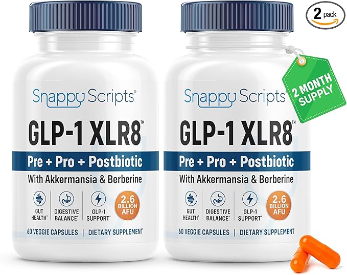 GLP-1 XLR8 Supplement for Weight Loss Digestion Constipation Bloating Relief with Akkermansia 2.6 Billion AFU Live Prebiotic Probiotic Postbiotic Gut Health + Berberine for Women Men 120 Capsules