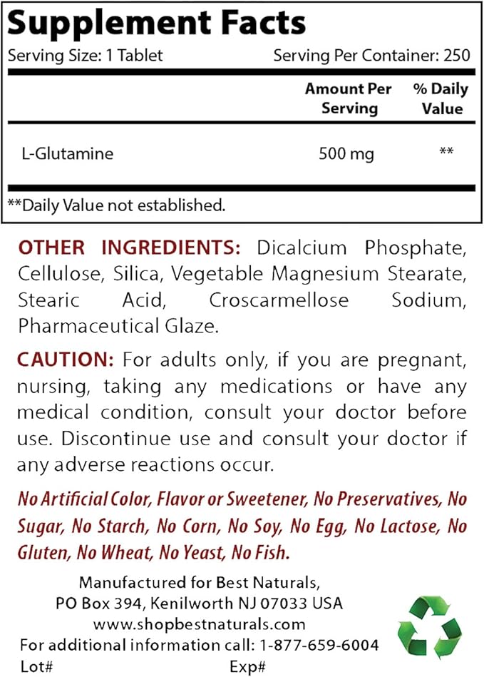 Best Naturals DGL Chewable 380 mg &amp L-Glutamine 500 mg