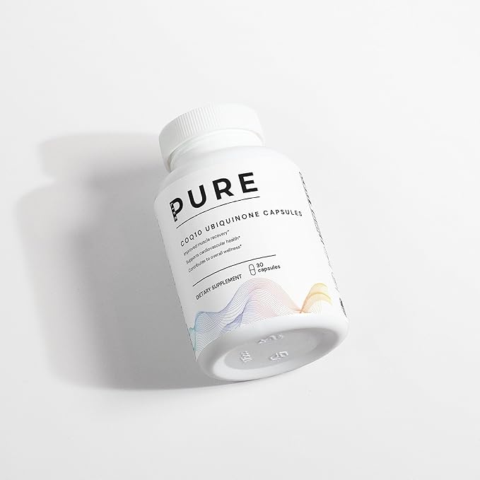 PURE LIFE CoQ10 Ubiquinone Capsules – Coenzyme Q10 Supplement for Energy Muscle Recovery &amp Support Cardiovascular Health – 30 Vegan Capsules – Nutritional Supplement – Made in USA