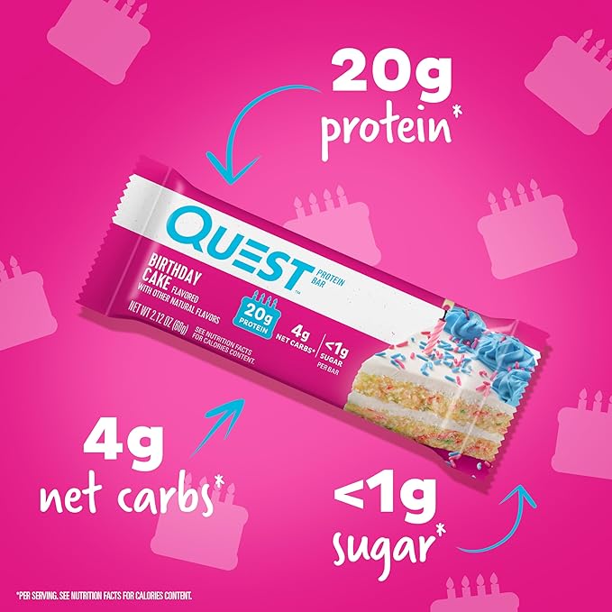 Quest &amp Pure Protein Birthday Cake Bars High Protein Gluten Free 12 Count Protein Bars