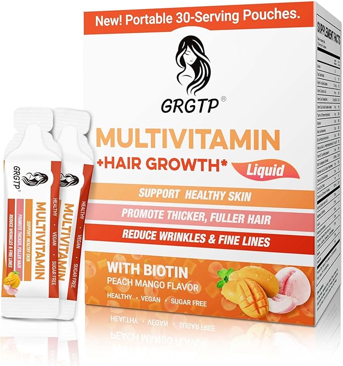 Liquid Multivitamin + Hair Growth | Biotin 10000mcg | Support Healthy SkinPromote ThickerFuller HairReduce Wrinkles &amp Fine Lines | 15.22 Fl Oz