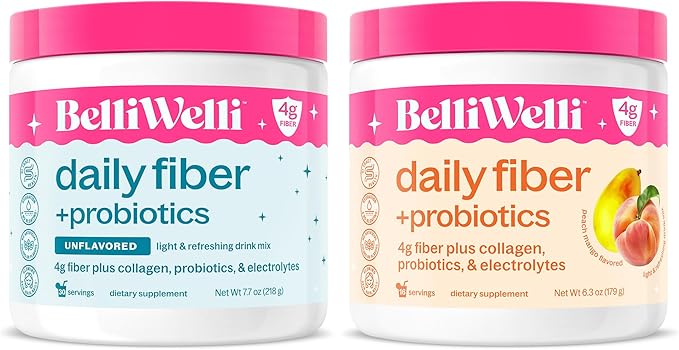 Belli Welli Daily Fiber Supplement for Women &amp Men Bundle – Premium Fiber Powder from Organic Acacia with Added Collagen Electrolytes &amp Probiotics – No Bloat Constipation &amp Gut Health Su
