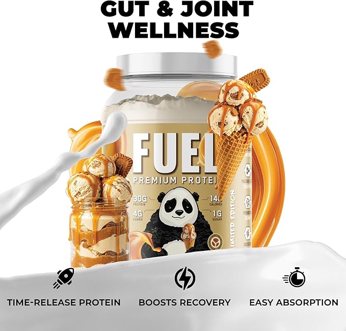 Underground Bio Labs Panda Fuel Premium Protein WheyHydrolyzed CollagenCaseinProbiotics Enzymes Keto FriendlyTime Release 25 Servings (2.5 Pound Caramel Ice Cream Crunch)