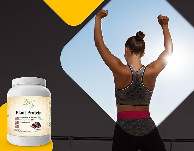 Zen Supplements - Plant Protein-Chocolate 510G 1.1LB -Powder - 23 Grams of Protein Per Serving -Vegan Low Net Carbs Non Dairy Gluten Free Lactose Free No Sugar Added Soy Free Kosher Non-GMO