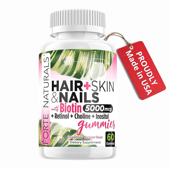 Hair Growth Biotin Gummies for Women Hair Skin &amp Nails Vitamins 5000mcg Biotin Made in USA Iodine for Nail Fungus Choline Inositol Supplements Biotina Gomitas para el Cabello