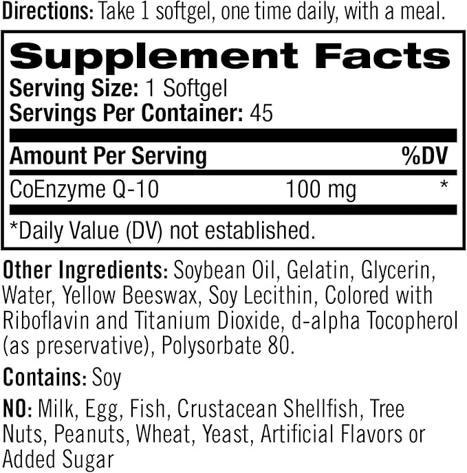 Natrol CoQ-10 Softgels Heart Health Dietary Supplement 100 mg 45 Count