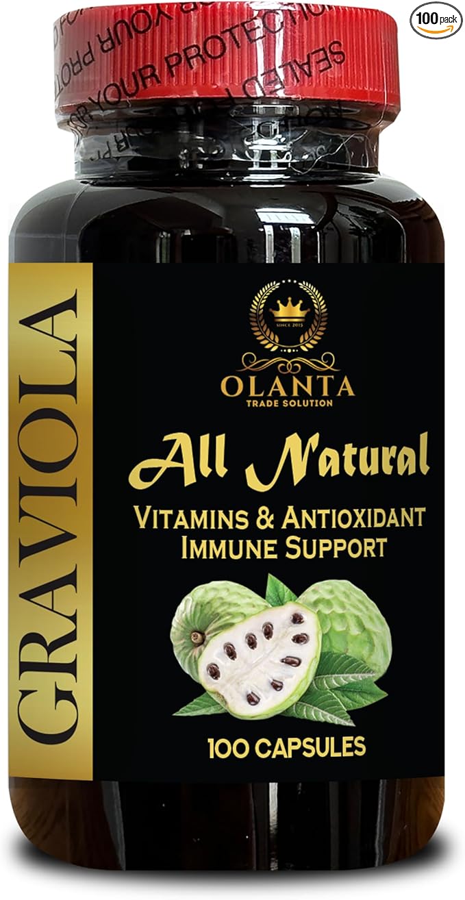 Soursop Graviola Extract Capsules - GMP-Certified Supplements - Pure &amp Natural Herbal Formula - Non-GMO Gluten-Free - Digestion Support - 1 Bottle 100 Capsules
