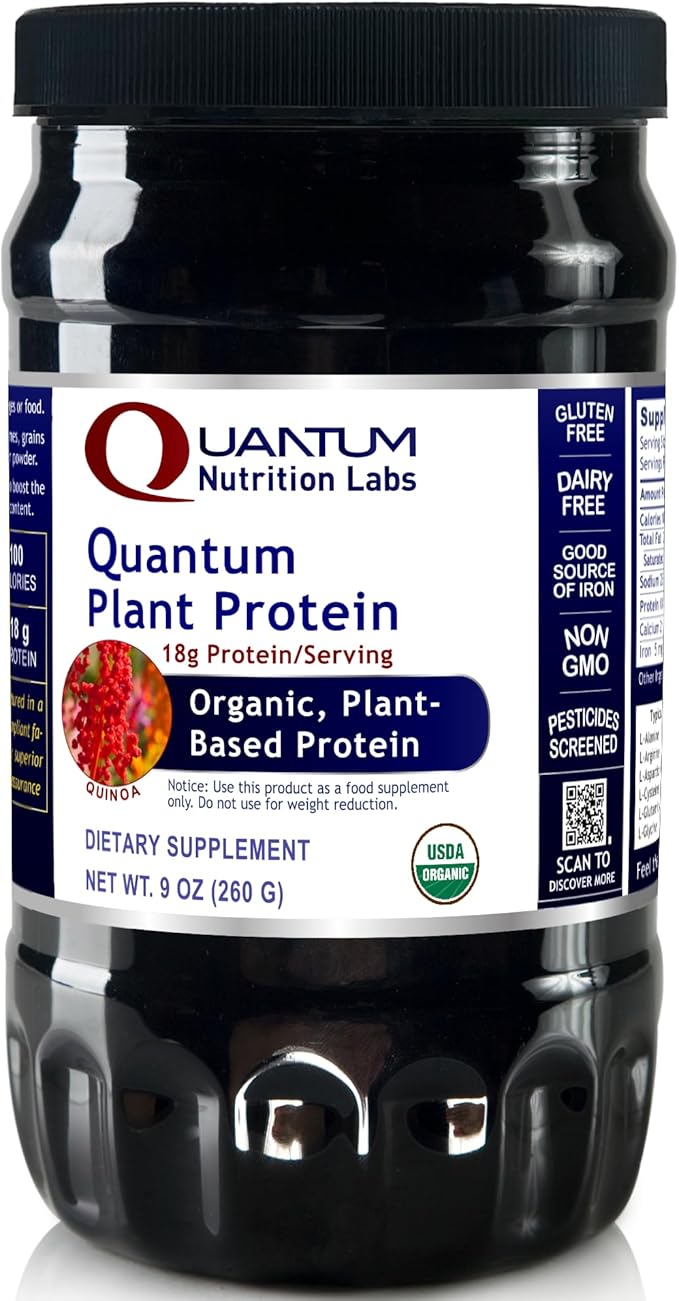 Quantum Nutrition Labs Plant Protein - Vegan Plant Based Pea Protein Powder with Pumpkin and Rice Organic Dairy Free Gluten Free No Artificial Flavors Vegetarian - 9 Oz