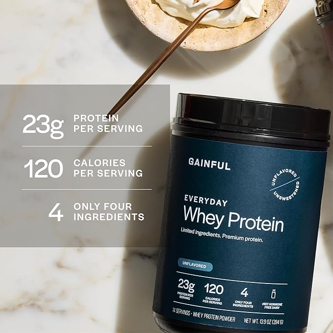 Gainful Everyday Whey Protein Powder 23g Protein per Serving Unflavored Supports Muscle Growth Recovery &amp Daily Nutrition with Whey Isolate Casein &amp No Artificial Ingredients 14 Servi
