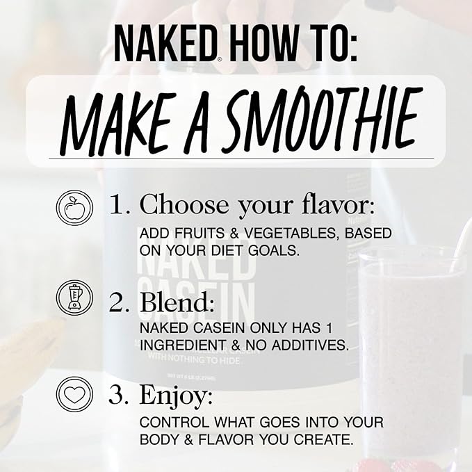 NAKED Chocolate Casein - Chocolate Micellar Casein Protein - 5 Pound Bulk NSF Certified GMO-Free Gluten-Free Soy-Free Preservative-Free - Stimulate Muscle Growth - Enhance Recovery - 60 Servings
