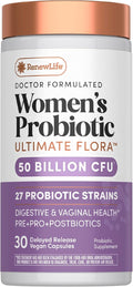 Renew Life Ultimate Flora Probiotics for Women | 50 Billion CFU | 30 Delayed Release Vegan Capsules | Digestive &amp Vaginal Health | Dairy Soy and Gluten Free Supplement