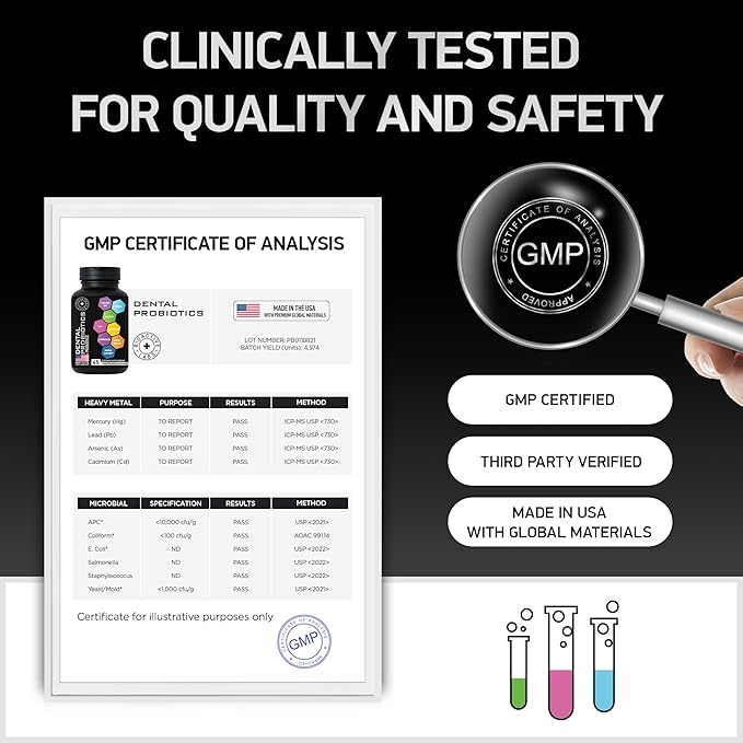 Dental Probiotics for Teeth and Gums - Best Lactobacillus Salivarius Tablets Fight Chronic Bad Breath &amp Restore Good Bacteria- Oral Probiotic Prebiotic Advanced Treatment for Mouth Health - 45 Tab