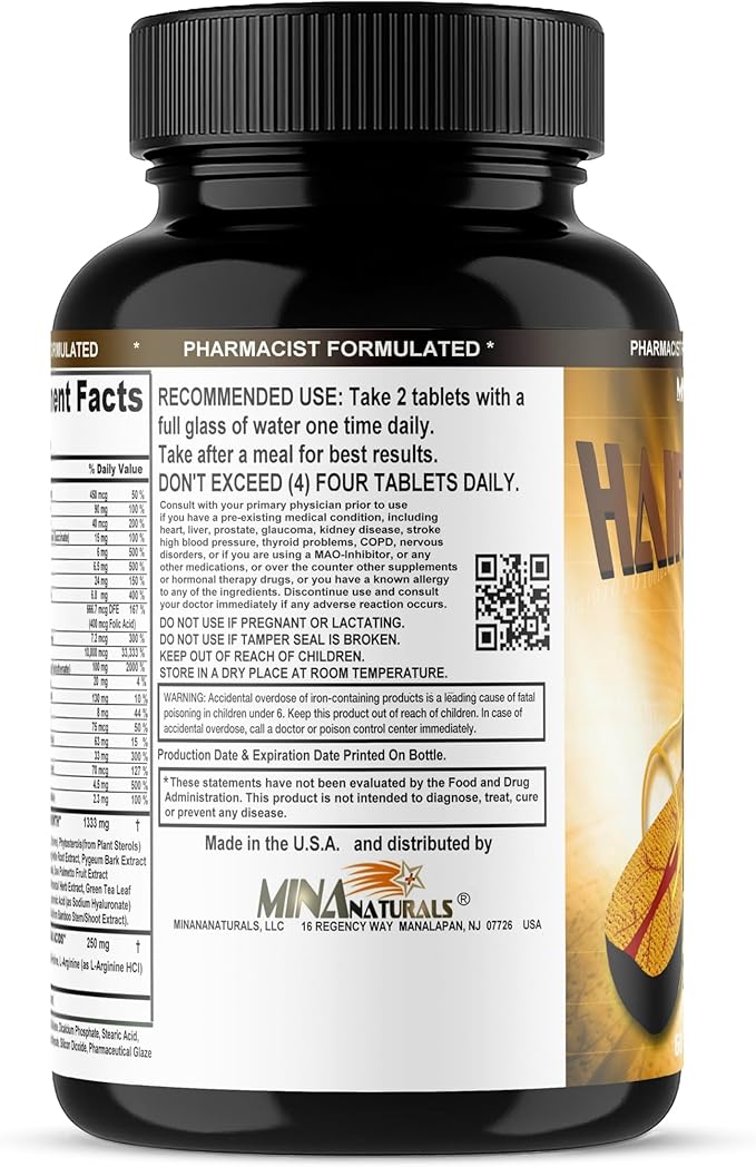 HAIROGAIN DHT Blocker. Support Hair Growth. 10000 mcg Biotin Collagen &amp Hair Vitamins Added. Help Decrease Hair Loss and Baldness. 60 Tablets