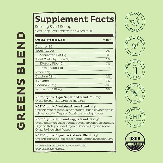 KOS PowerPlant Bundle (Organic Plant-Based Vanilla Protein Powder + Organic Reds Blend + Organic Greens Blend)