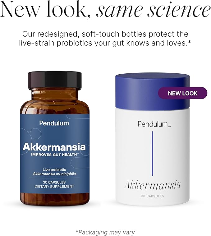 Pendulum Akkermansia Probiotic with Prebiotic Fiber - Increases GLP-1 Production Delayed Release Third-Party Tested 100M AFU Live Strain for Gut Health for Men &amp Women (30 Capsules 1-Pack)